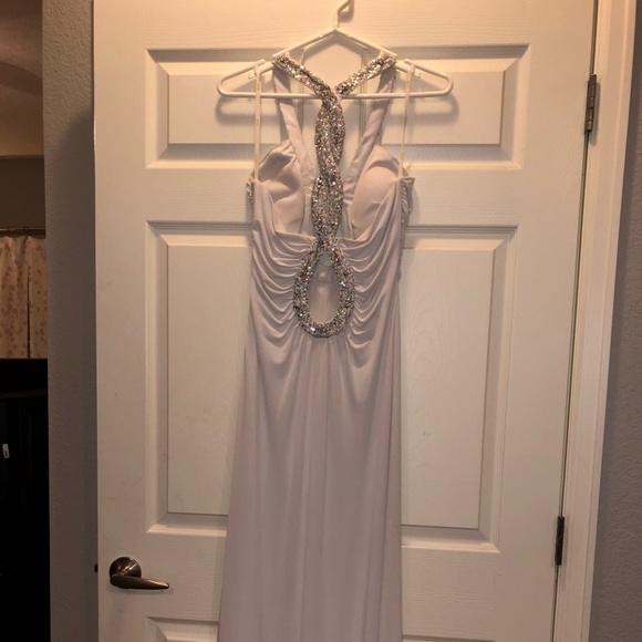 Flip Back Cutout Prom Dress - White - Picture 2 of 4